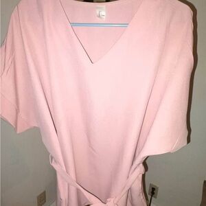 Pink V-Neck Women's Blouse